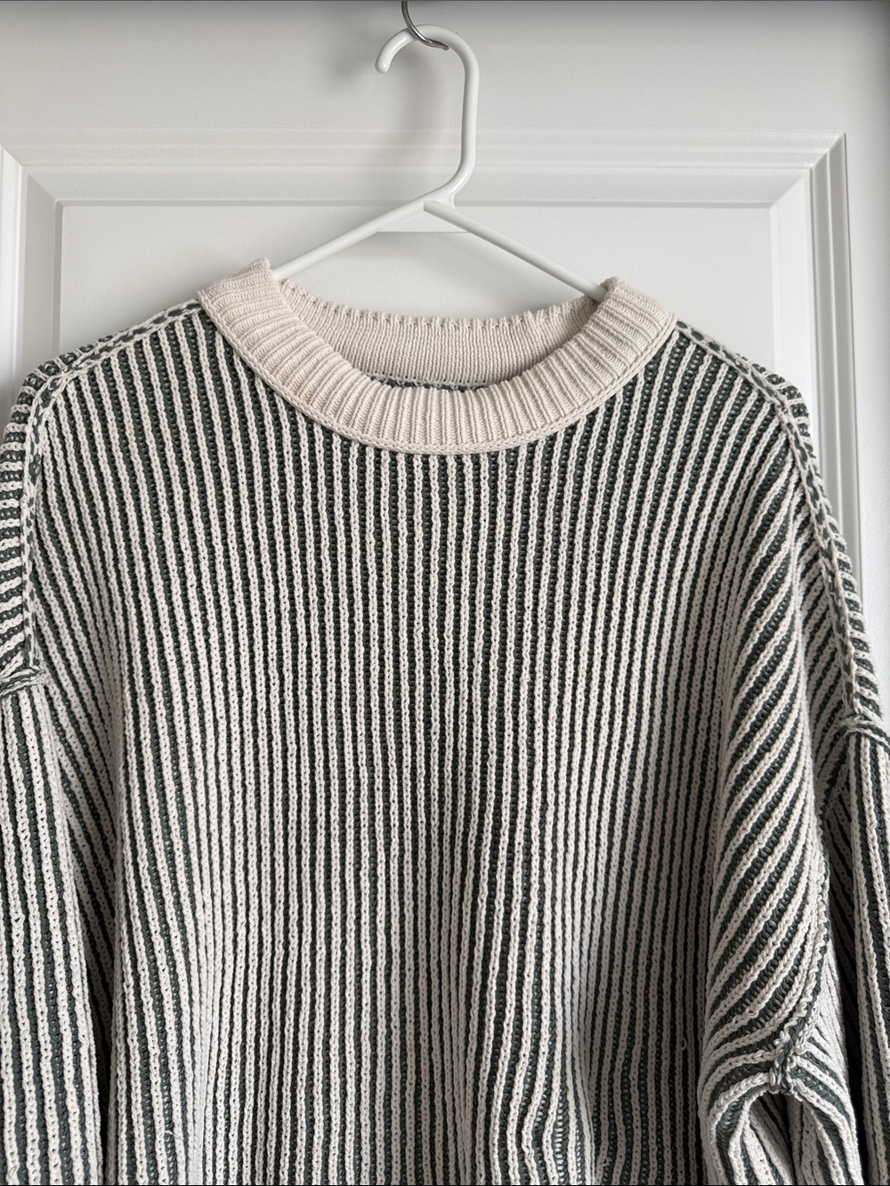 aerie Sweater Striped Ribbed Knit Crewneck Top - Picture 4 of 9